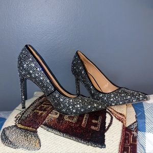 Black sparkling heels